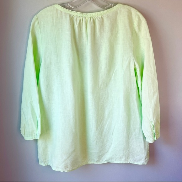 Eileen Fisher Irish Linen Pastel Green Blouse - Picture 2 of 7